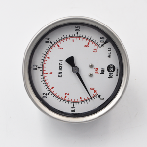Manometro Inox.Bronc DN4" 0-0.6 Bar Post 1/2" Alemana