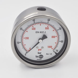 Manometro Inox.Bronc DN4" 0-160 Bar Post 1/2" Alemana
