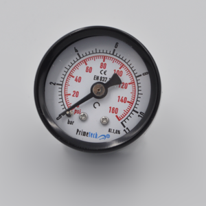 Manómetro  STAND.CAJA ACERO DN40mm 0+11 BAR/PSI POST.1/8"BRONCE PRIMETECH