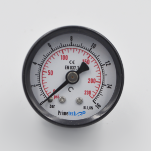 Manómetro  STAND.CAJA ACERO DN40mm 0+16 BAR/PSI POST.1/8"BRONCE PRIMETECH