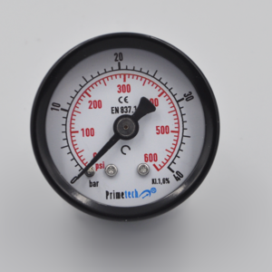Manómetro  STAND.CAJA ACERO DN40mm 0+40 BAR/PSI POST.1/8"BRONCE PRIMETECH