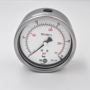 Manometro Inox.Bronc DN4" 0-25 Bar Post 1/2" Alemana