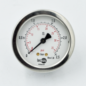 Manometro Inox.Bronc DN63 0+1 Bar Post 1/2" Alemana