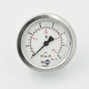 Manometro Inox.Bronc DN63 0-14 Bar Post 1/4 Alemana
