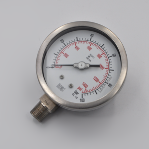 Manómetro  GLIC DN4"0+100BAR SS316 INF1/2" ITEC